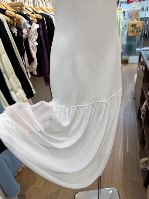 Ladies Tube Maxi Dress with Black Ribbon Detail